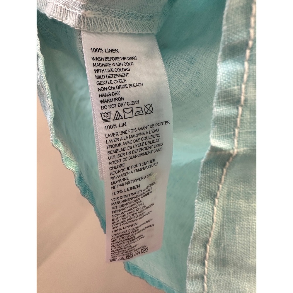 Tommy Bahama Sea Glass Breezer Sleeveless Linen Shirt Blue Large Vacation Top - Picture 6 of 9